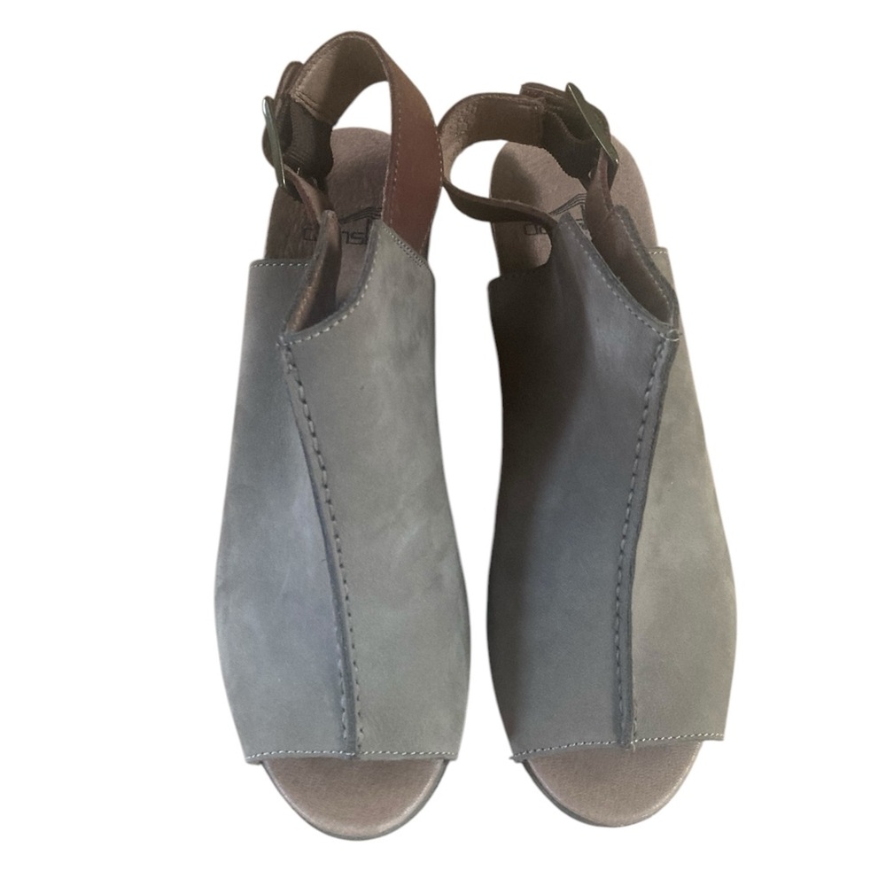 Dansko Reggie Milled Nubuck Leather Peep Toe Slingback Sandals size 8-8.5 - Picture 4 of 11